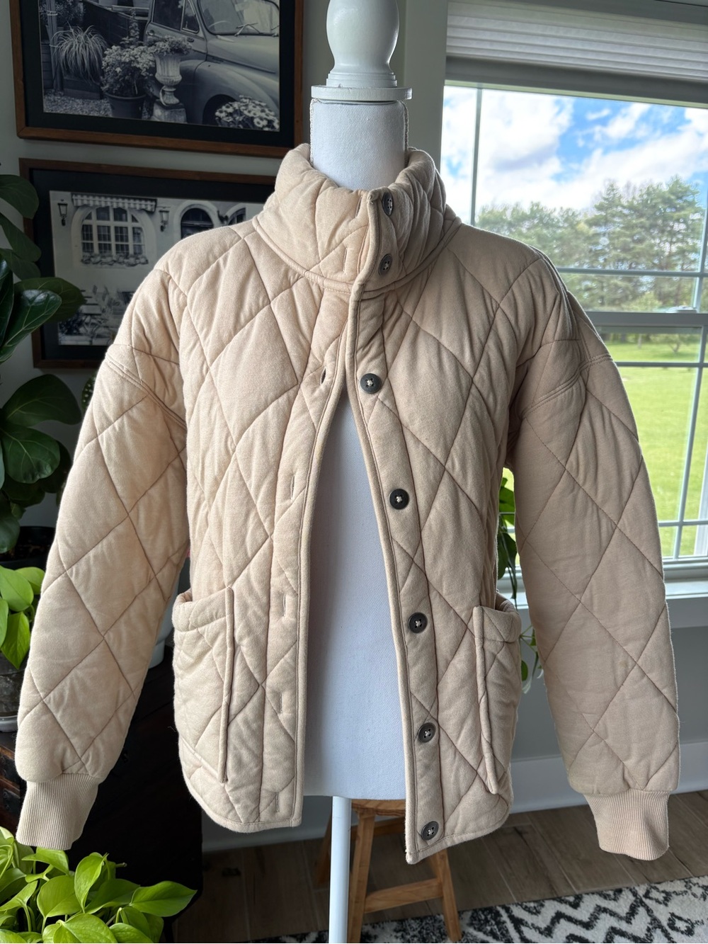 wild fable Quilted Cream-Beige Puffer Jacket